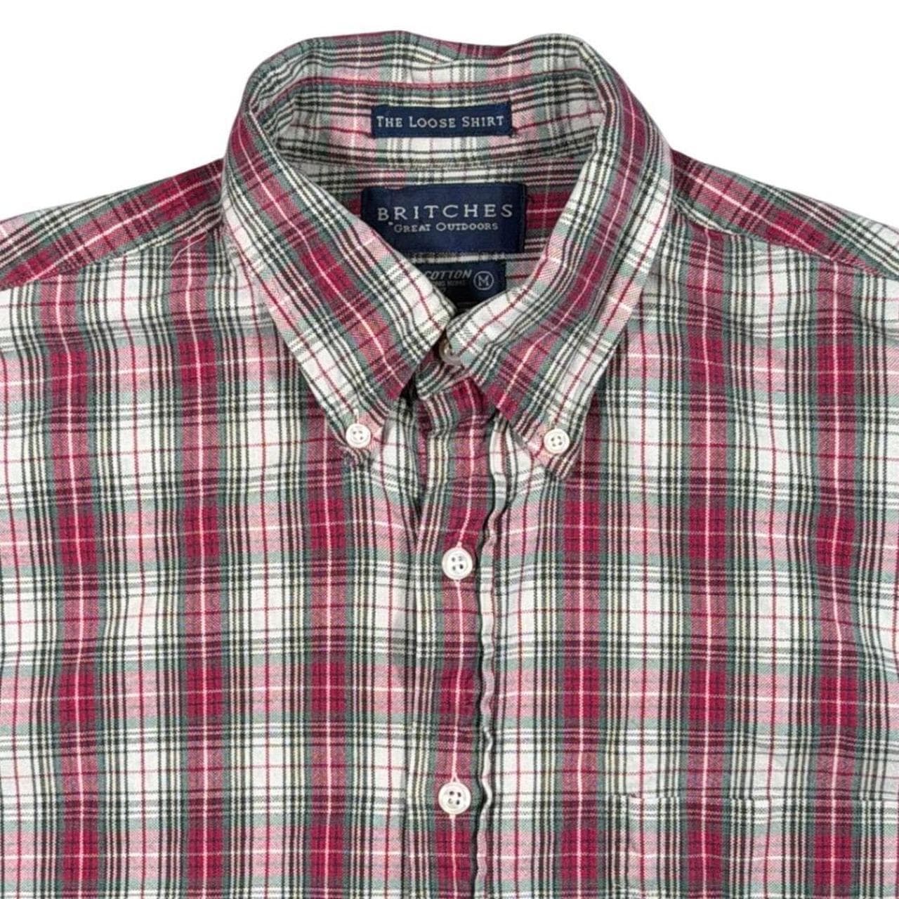 Vintage Britches Button Down Shirt Mens M Red Plaid Cotton Long Sleeve - Thumbnail 4
