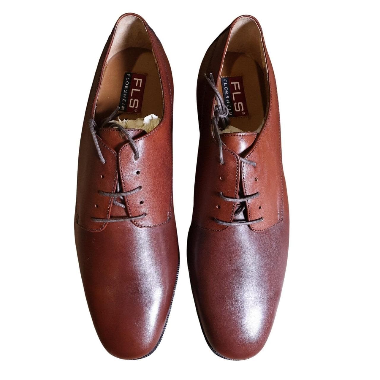 Florsheim Salem 5 Eye Men's 13 D Brown Leather Plain Toe Derby SH-0060 - Thumbnail 4