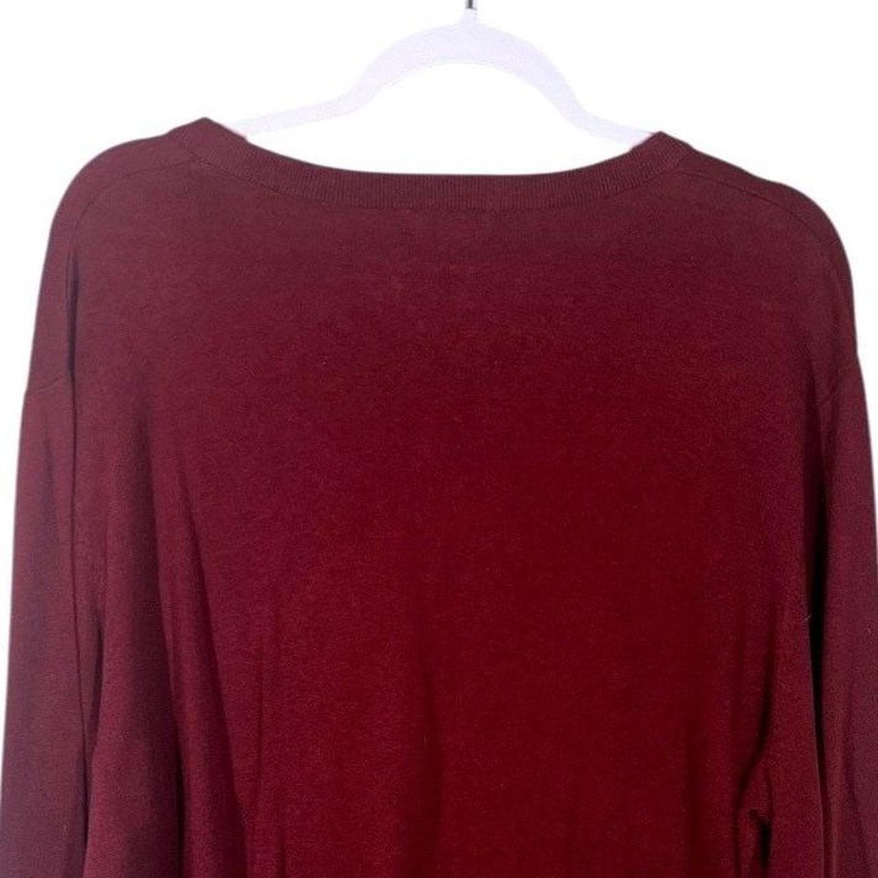 Merona Men V Neck Long Sleeve Sweater Burgundy XL TG New With Tags - Thumbnail 2
