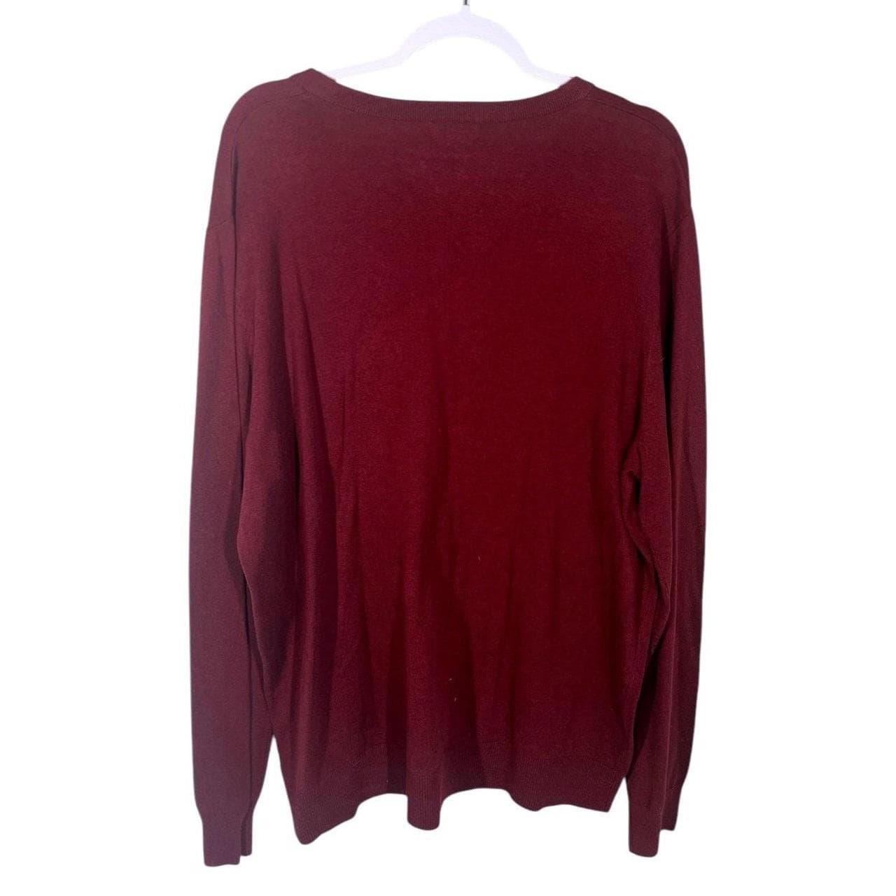 Merona Men V Neck Long Sleeve Sweater Burgundy XL TG New With Tags - Thumbnail 4
