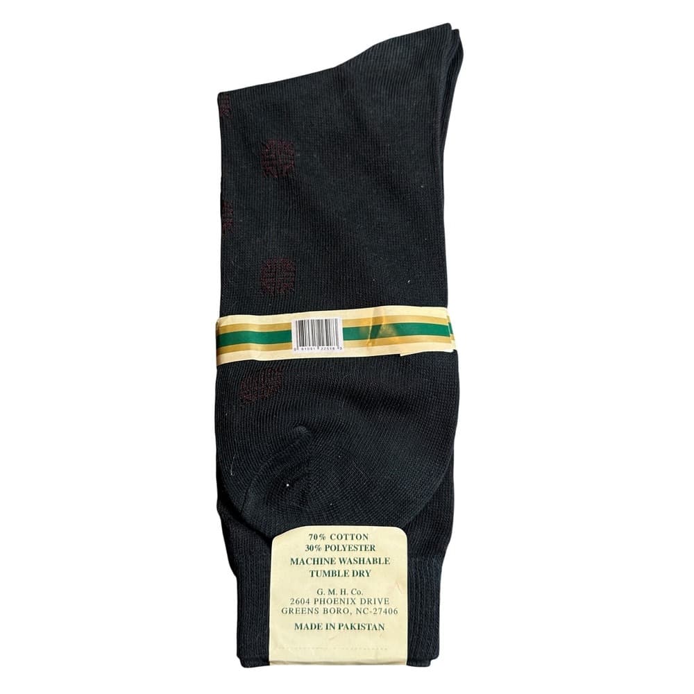 Gold Medal Vintage Dress Socks Men 10-13 Black Cotton Classic New - Thumbnail 2