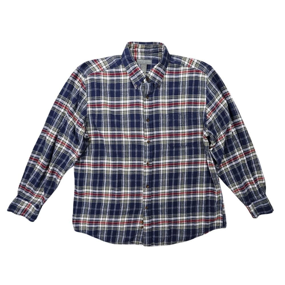 Saddlebred Men's XL Blue Plaid Long Sleeve Flannel Button Down Shirt - Thumbnail 2