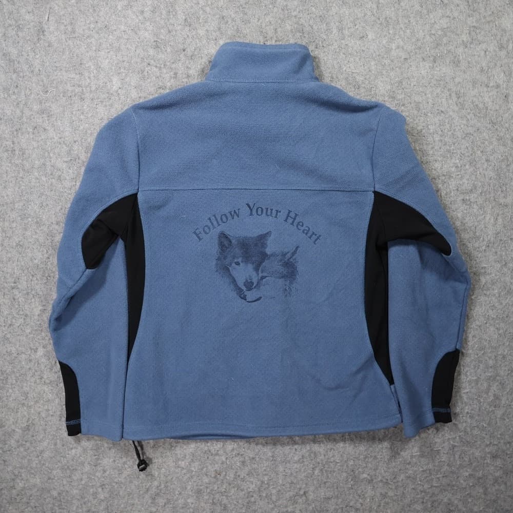 North End Fleece Jacket Women Small Blue Good Wolf Graphic Full Zip - Thumbnail 2