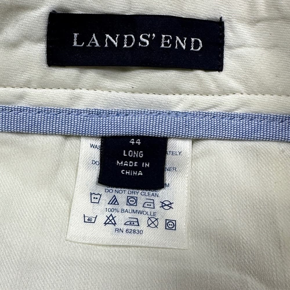 Lands‎ End Chino Pants Mens 44 Long Cream Pleated Cotton Stain Resistant - Thumbnail 7