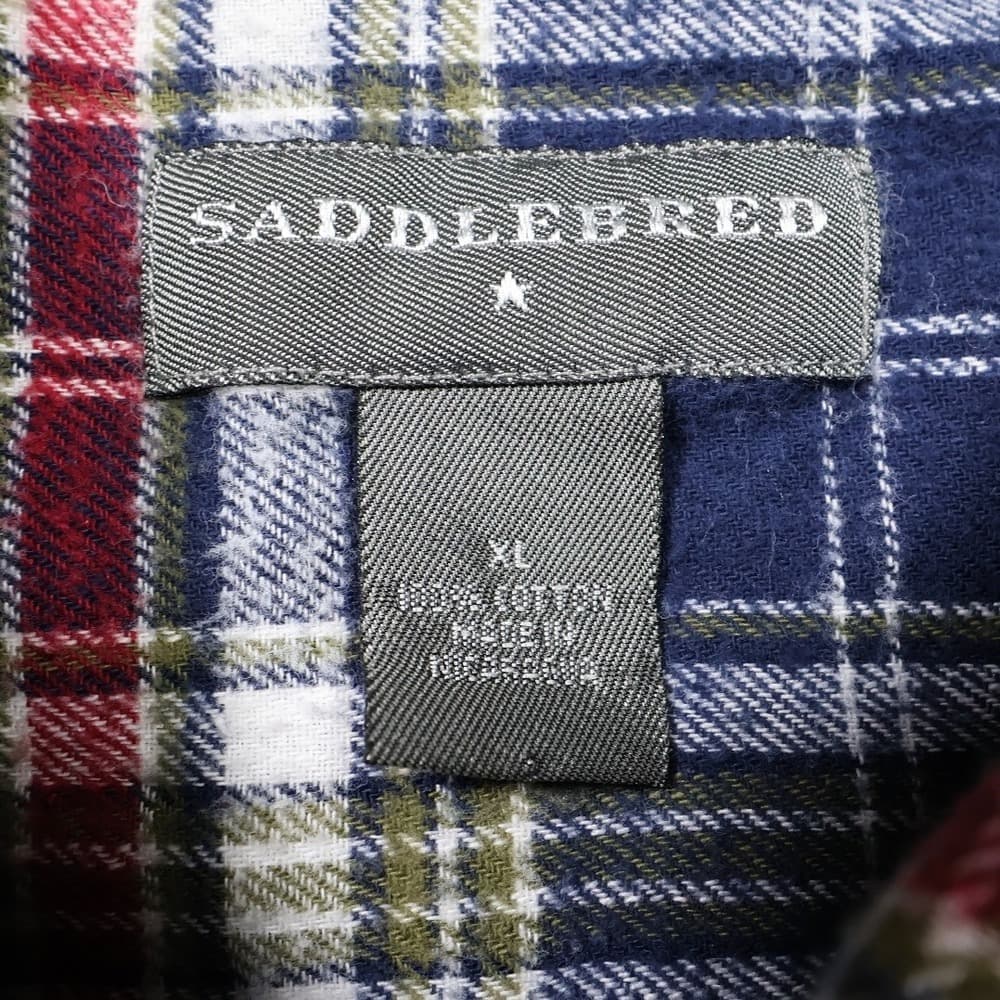 Saddlebred Men's XL Blue Plaid Long Sleeve Flannel Button Down Shirt - Thumbnail 7