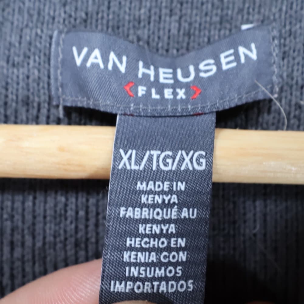 Van Heusen Quarter Zip Mens XL Burgundy Excellent Flex Pullover - Thumbnail 8