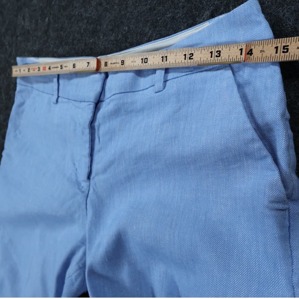 Express Columnist Ankle Pants Womens 4R Light Blue Linen Blend Stretch Mid Rise - Thumbnail 6