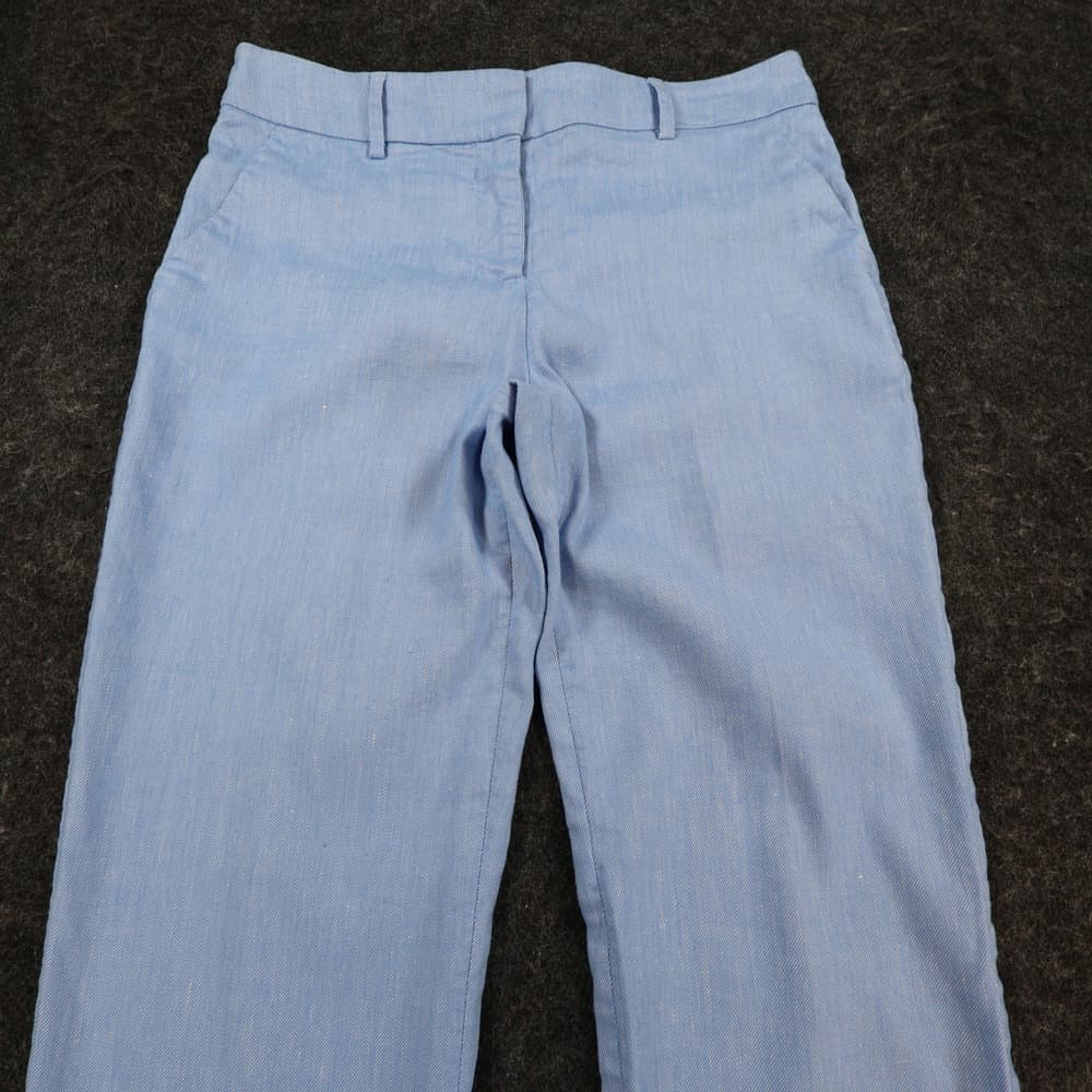 Express Columnist Ankle Pants Womens 4R Light Blue Linen Blend Stretch Mid Rise - Thumbnail 10