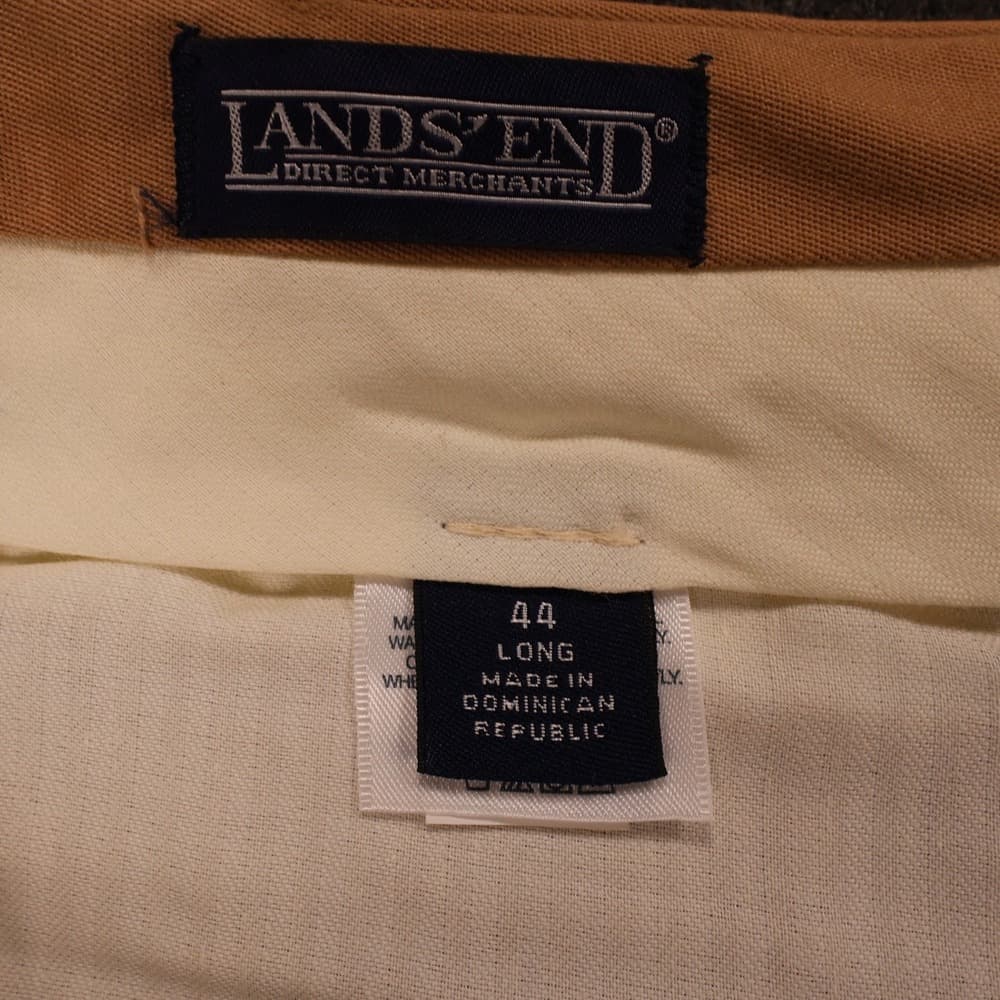 Lands End Chino Pants Mens 44 Tan Pleated Cotton Blend - Thumbnail 6