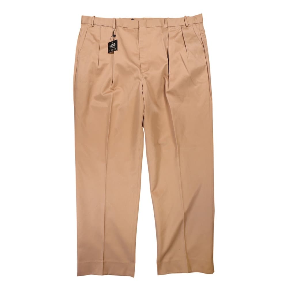 Lands End Chino Pants Mens 44 Tan Pleated Cotton Blend - Thumbnail 2