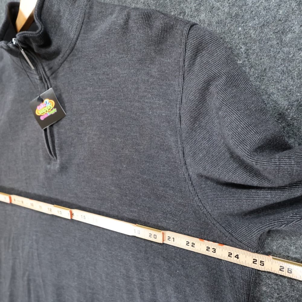 Van Heusen Quarter Zip Pullover Mens XL Gray Excellent Ribbed Texture - Thumbnail 3