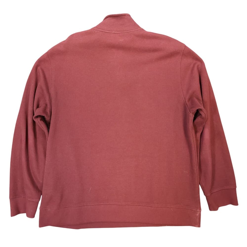Van Heusen Quarter Zip Pullover Mens XL Burgundy Excellent Cotton Blend Ribbed - Thumbnail 2