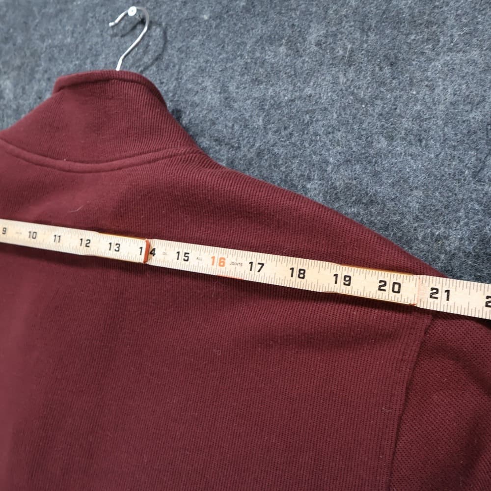 Van Heusen Quarter Zip Pullover Mens XL Burgundy Excellent Cotton Blend Ribbed - Thumbnail 6