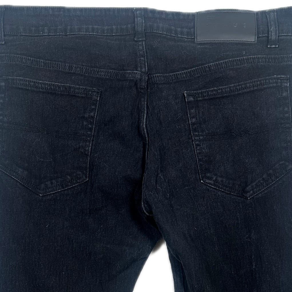 IMAGE Mens Black Denim Jeans Straight Fit Size 34x30 Pants - Thumbnail 4