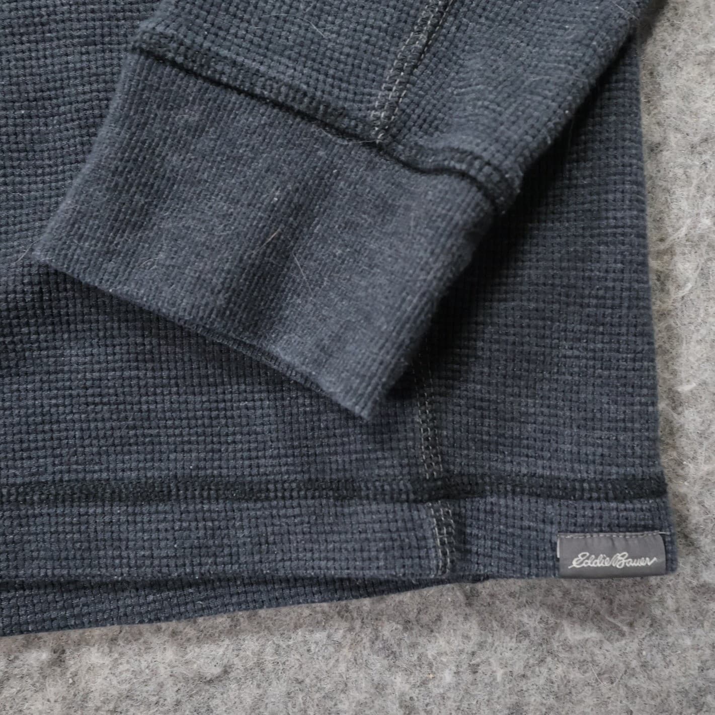 Eddie Bauer Pullover Sweatshirt Mens M Charcoal Grey Excellent Waffle Knit 1454 - Thumbnail 4