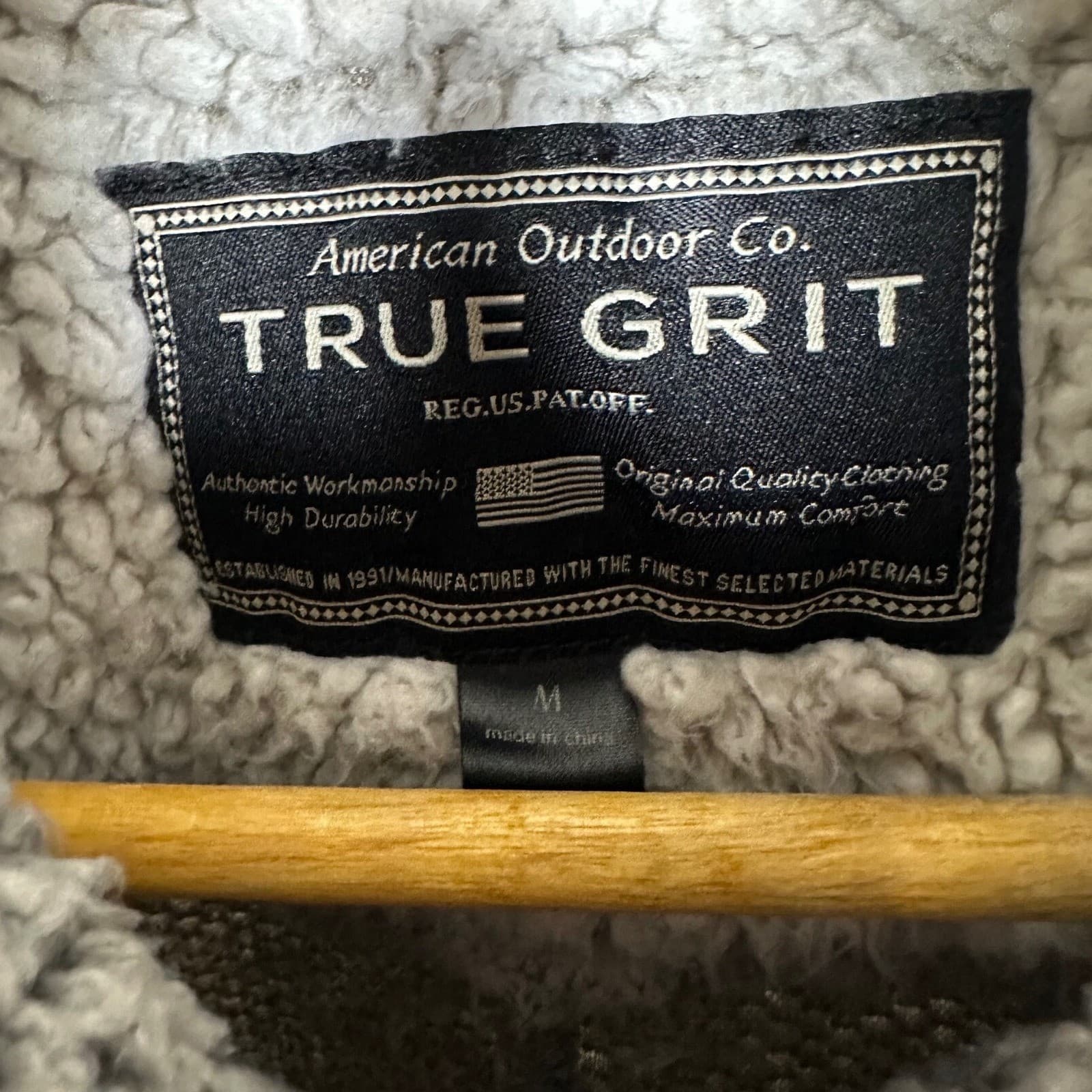 True Grit American Outdoor Co Mens Sherpa Fleece Pullover Quarter Zip Gray M - Thumbnail 6
