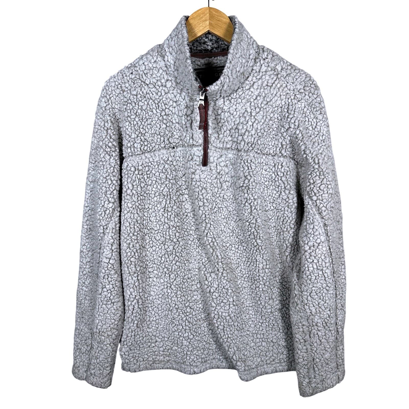 True Grit American Outdoor Co Mens Sherpa Fleece Pullover Quarter Zip Gray M - Thumbnail 2