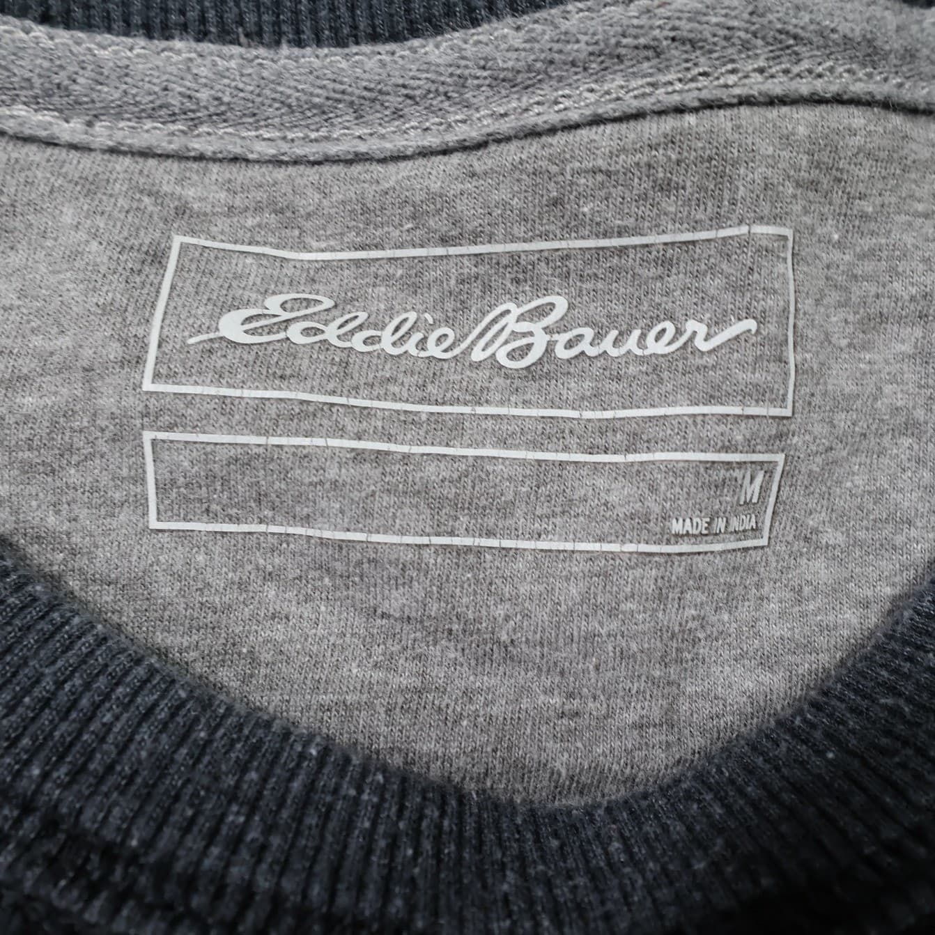 Eddie Bauer Pullover Sweatshirt Mens M Charcoal Grey Excellent Waffle Knit 1454 - Thumbnail 5