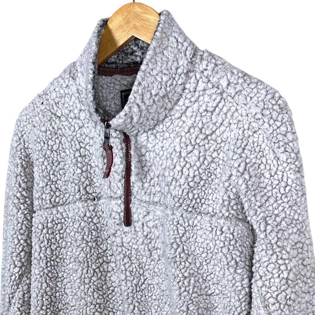 True Grit American Outdoor Co Mens Sherpa Fleece Pullover Quarter Zip Gray M - Thumbnail 3