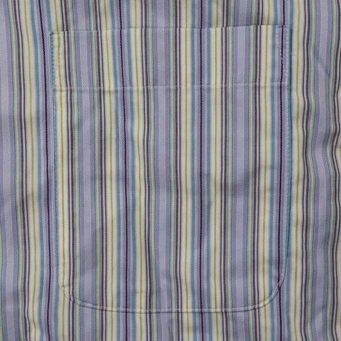 Enro Button Down Shirt Mens Medium Blue Excellent Short Sleeve Non-Iron Striped - Thumbnail 4