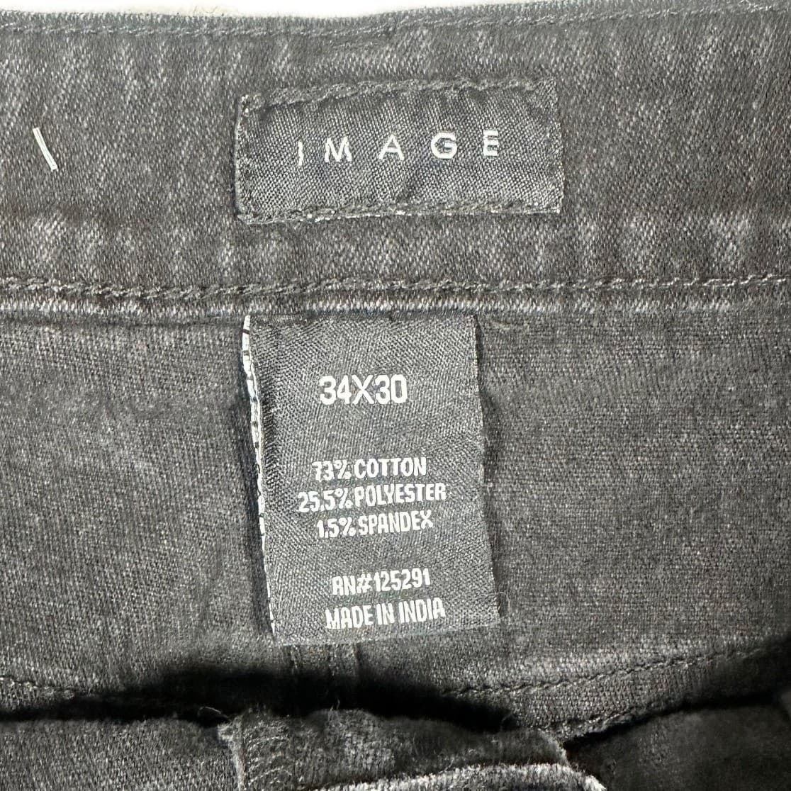 IMAGE Mens Black Denim Jeans Straight Fit Size 34x30 Pants - Thumbnail 5