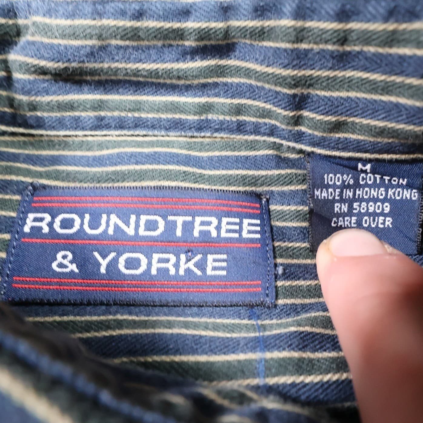 Roundtree & Yorke Button Up Shirt Mens Medium Green Excellent Vintage Striped - Thumbnail 5