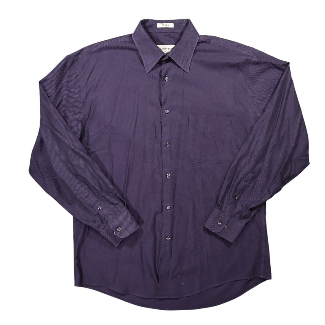 Pronto Uomo Dress Shirt Mens 16 34/35 Purple Excellent Non-Iron 80s 2-Ply Cotton - Thumbnail 2