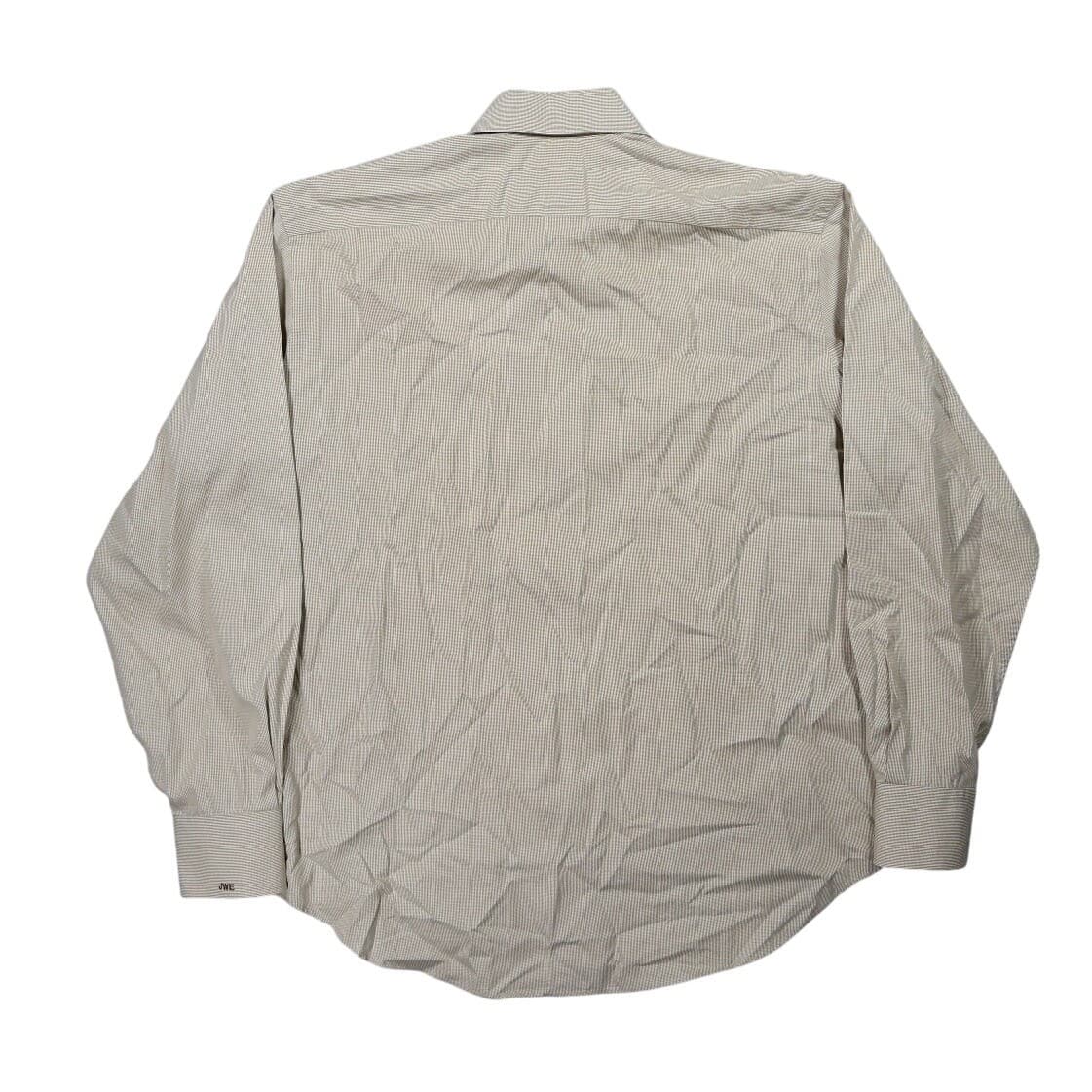 Tailorbyrd Button Up Shirt Mens L Tan Excellent Gingham Long Sleeve 100% Cotton - Thumbnail 3