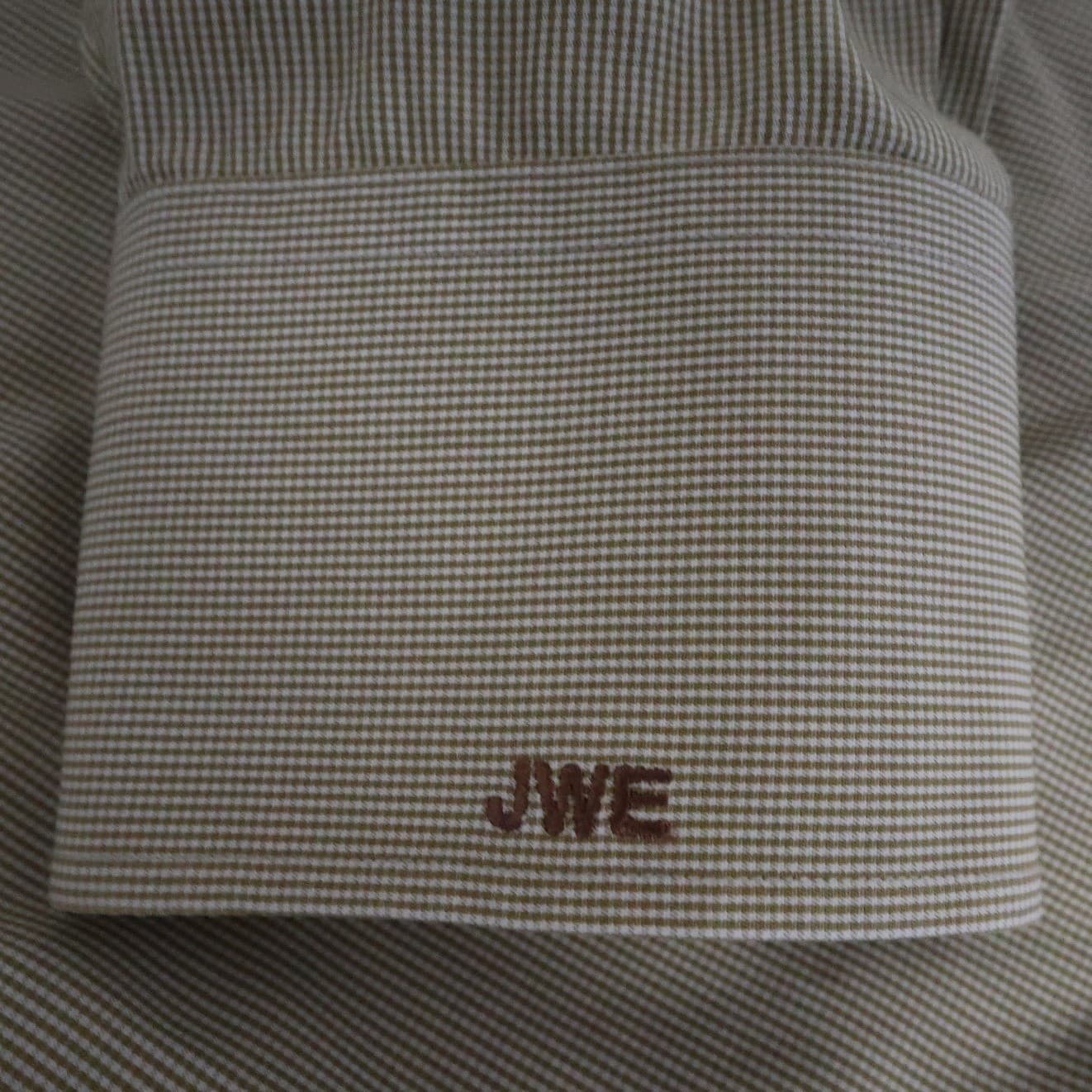 Tailorbyrd Button Up Shirt Mens L Tan Excellent Gingham Long Sleeve 100% Cotton - Thumbnail 5