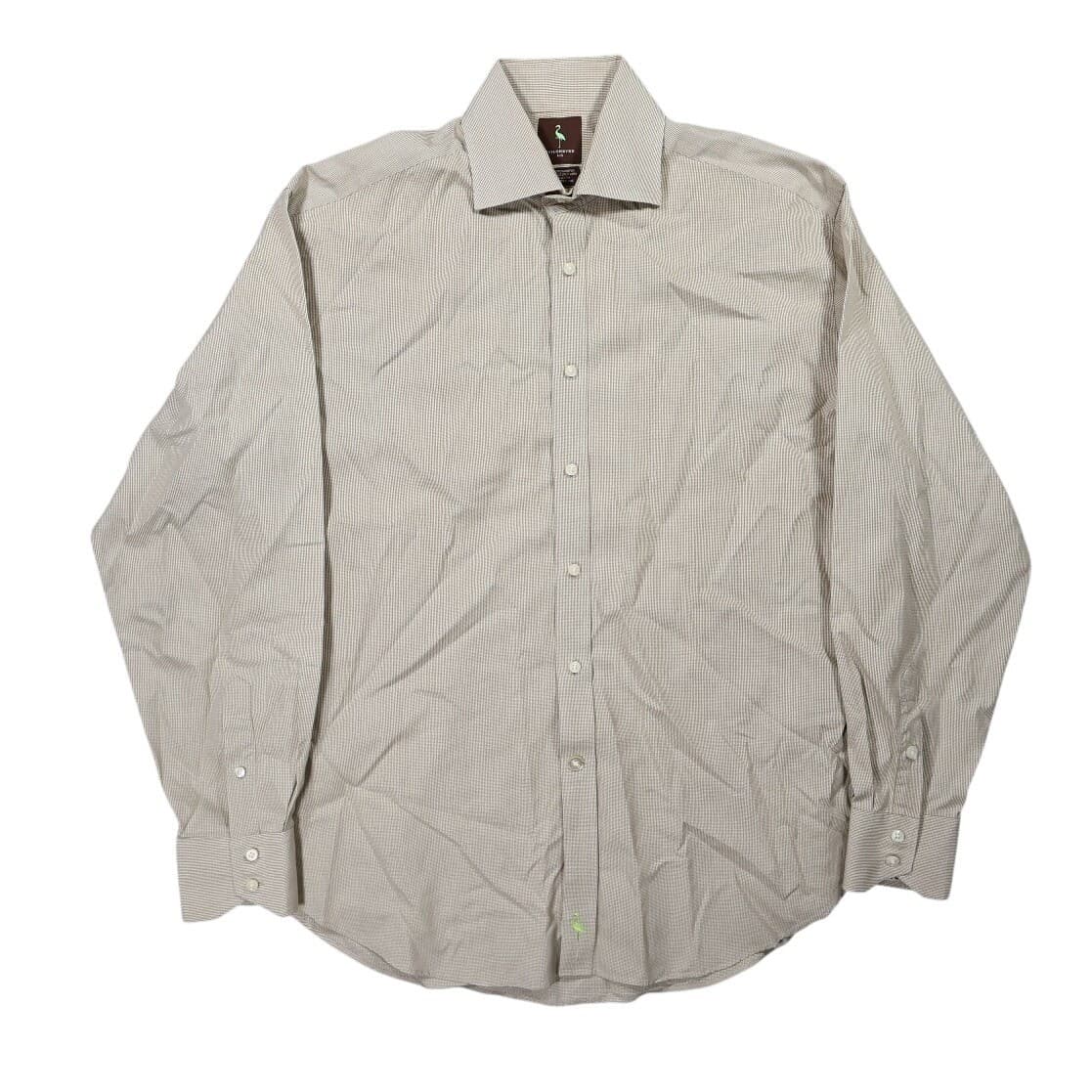 Tailorbyrd Button Up Shirt Mens L Tan Excellent Gingham Long Sleeve 100% Cotton - Thumbnail 2