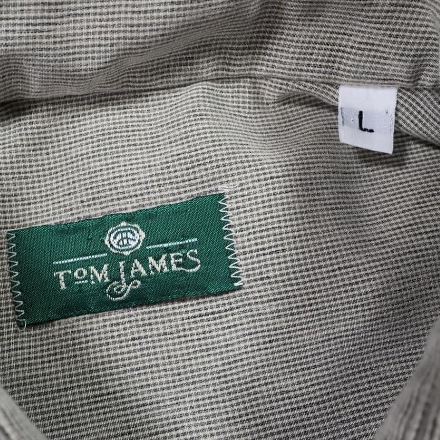 Tom James Button Up Shirt Mens Large Beige Excellent Vintage Microfiber USA Made - Thumbnail 5