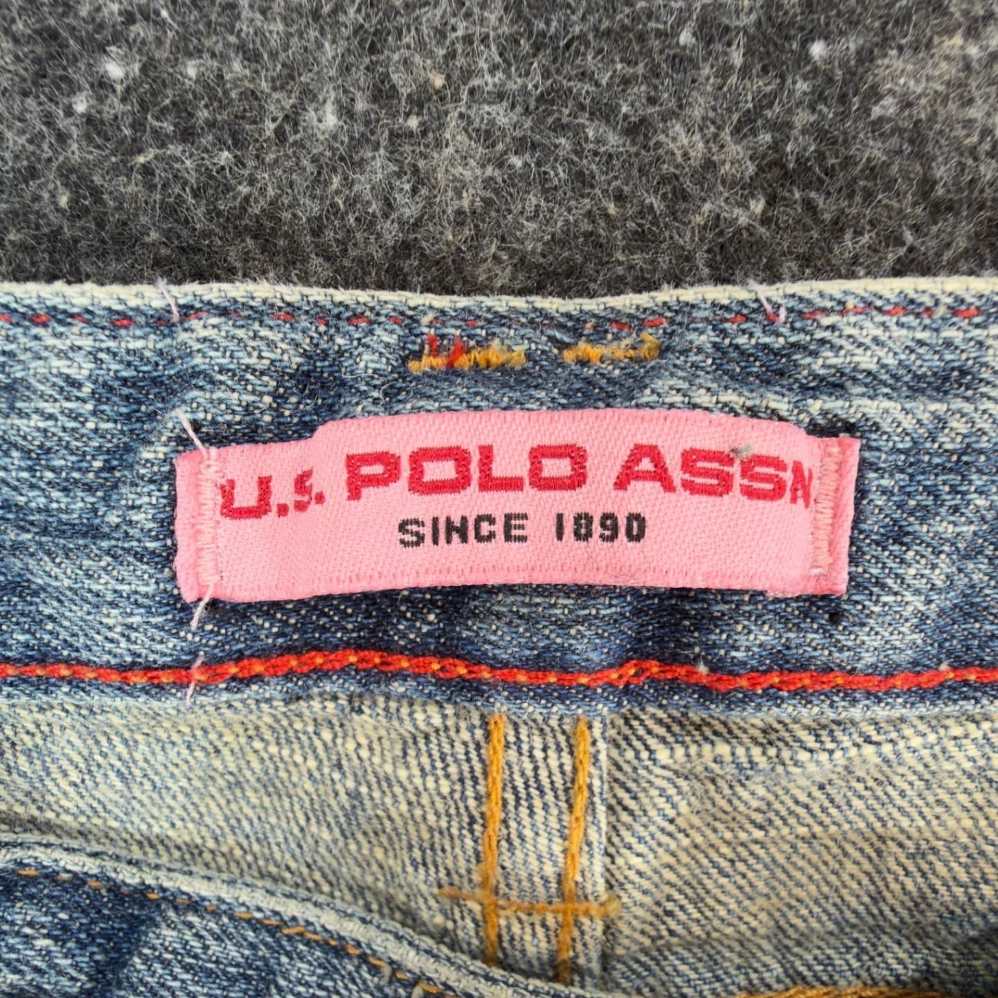 U.S. Polo Assn Jeans Girls 12 Blue Ramie Cotton Y2K Butterfly Embroidered Belt - Thumbnail 9