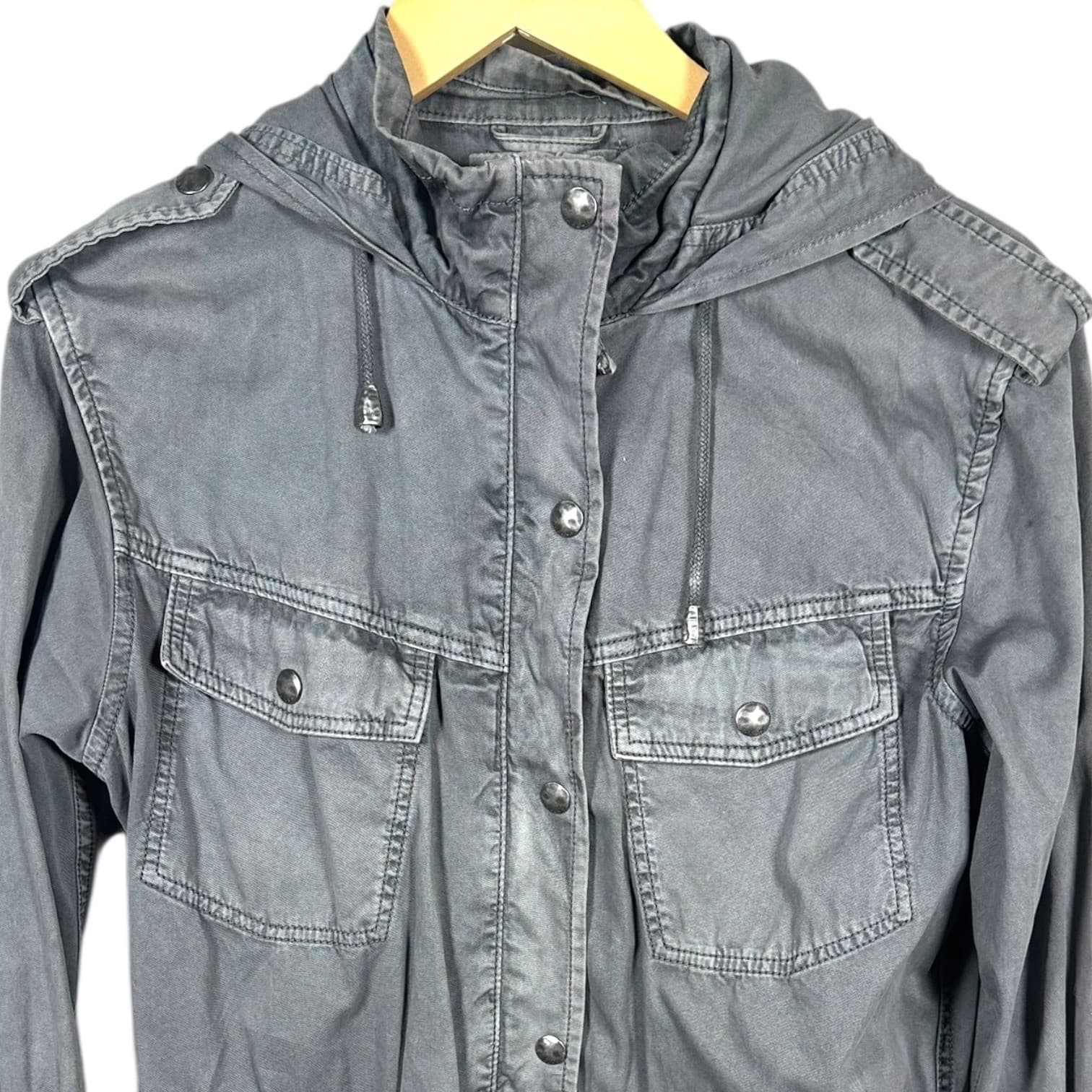 Talula Women Gray Utility Jacket Drawstring Hood Size Small - Thumbnail 3