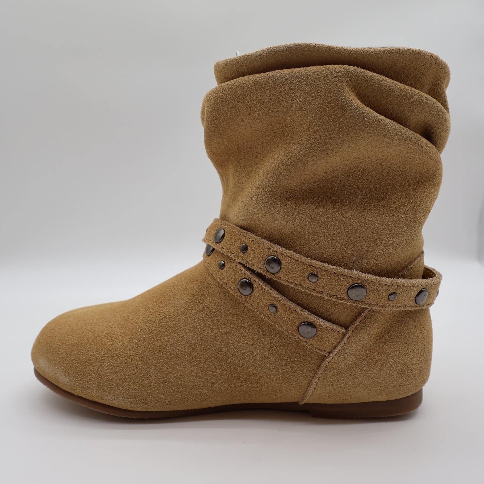 L'Amour Slouchy Buckle Boots Toddler Size 1 Tan Leather A612 Studded Ankle - Thumbnail 12