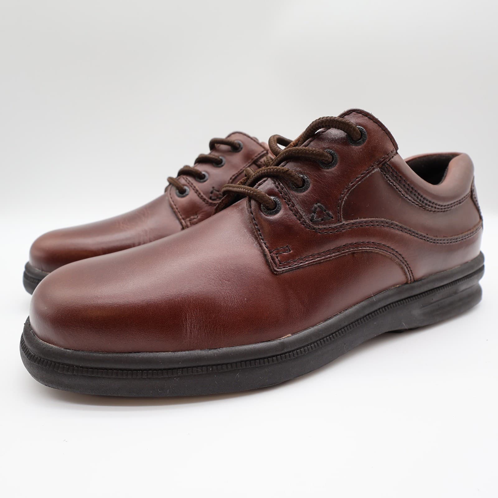 Hush Puppies Glen Men's 10 Dark Brown Leather Oxford ZeroG Comfort Shoes - Thumbnail 3