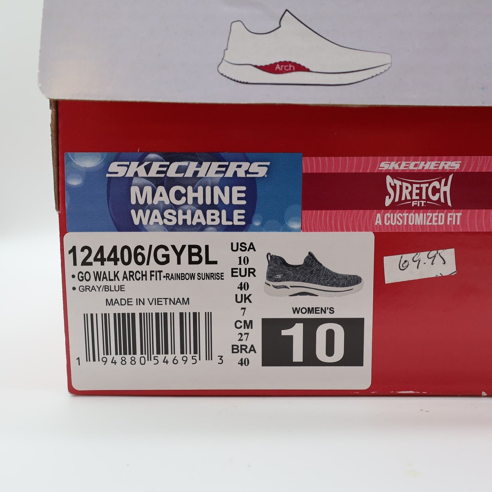 Skechers Go Walk Arch Fit Women’s Slip On Gray Blue Rainbow Sunrise 10 - Thumbnail 8