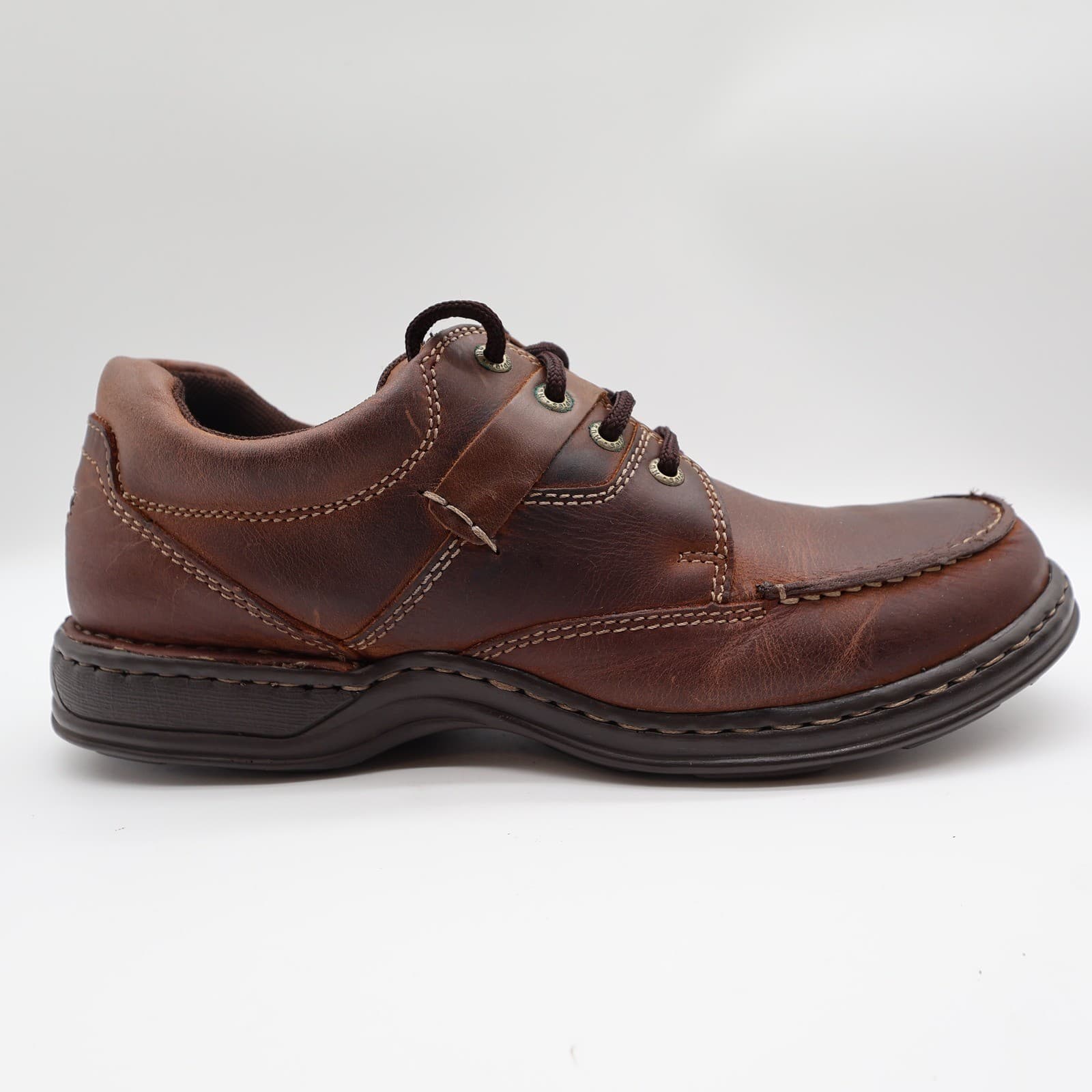 Hush Puppies Randall Oxford Shoes Mens 11 Chestnut Leather Moc Toe H100551 - Thumbnail 9