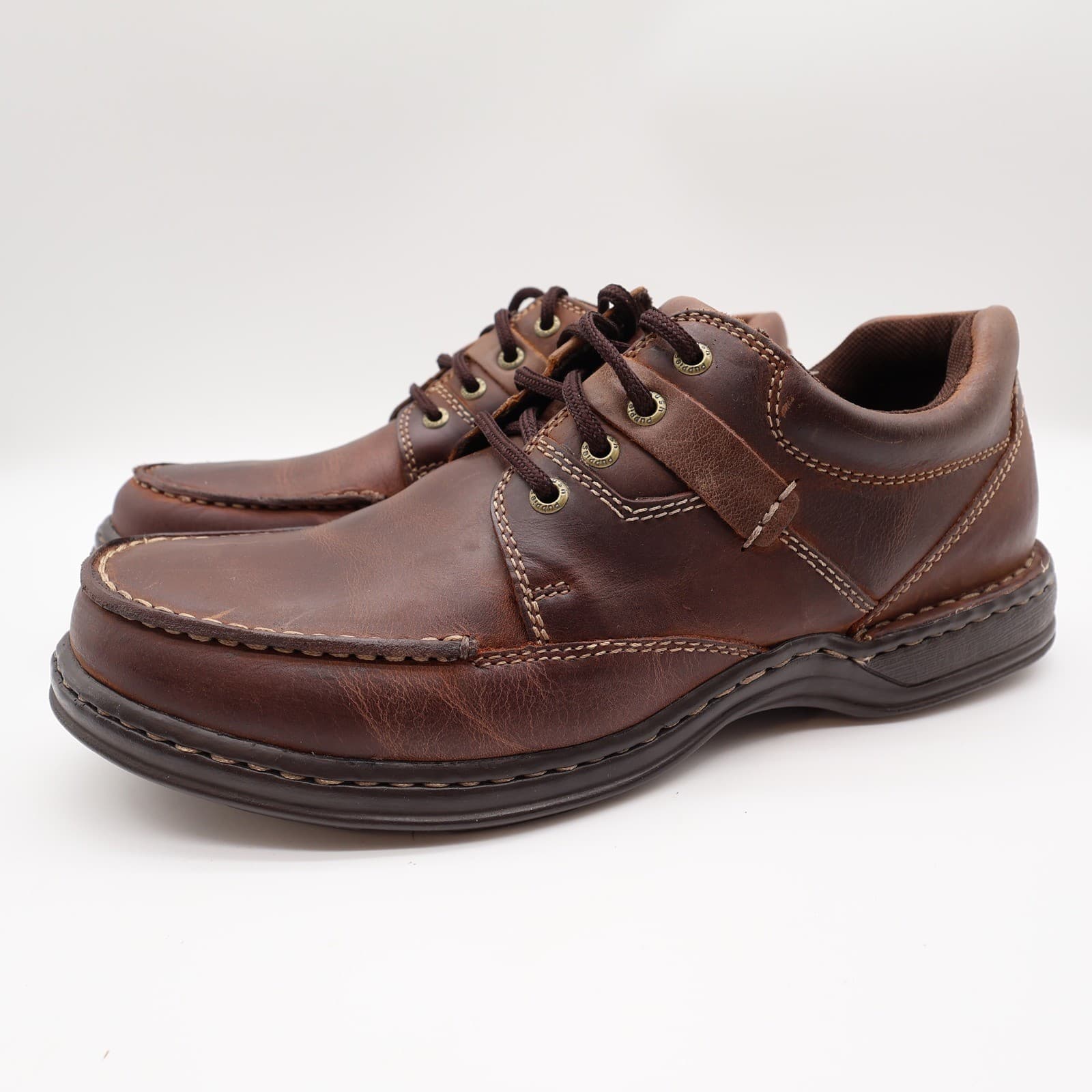 Hush Puppies Randall Oxford Shoes Mens 11 Chestnut Leather Moc Toe H100551 - Thumbnail 3