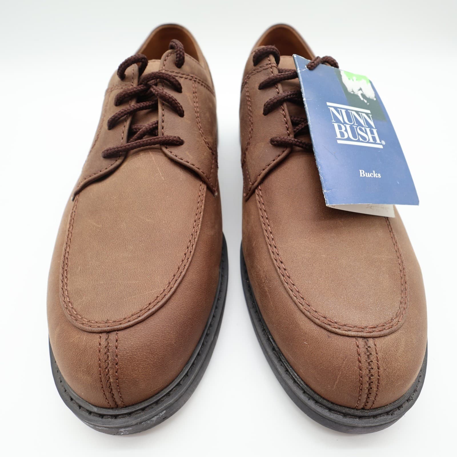 Nunn Bush Stratton Oxford Mens 9.5 Brown Leather Lace Up Moc Toe NEW - Thumbnail 4