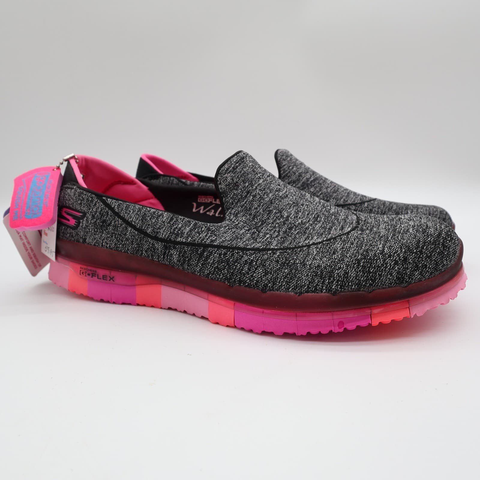 Skechers Go Flex Walk Women's 9.5 Black Hot Pink Slip-On Walking Shoes - Thumbnail 2