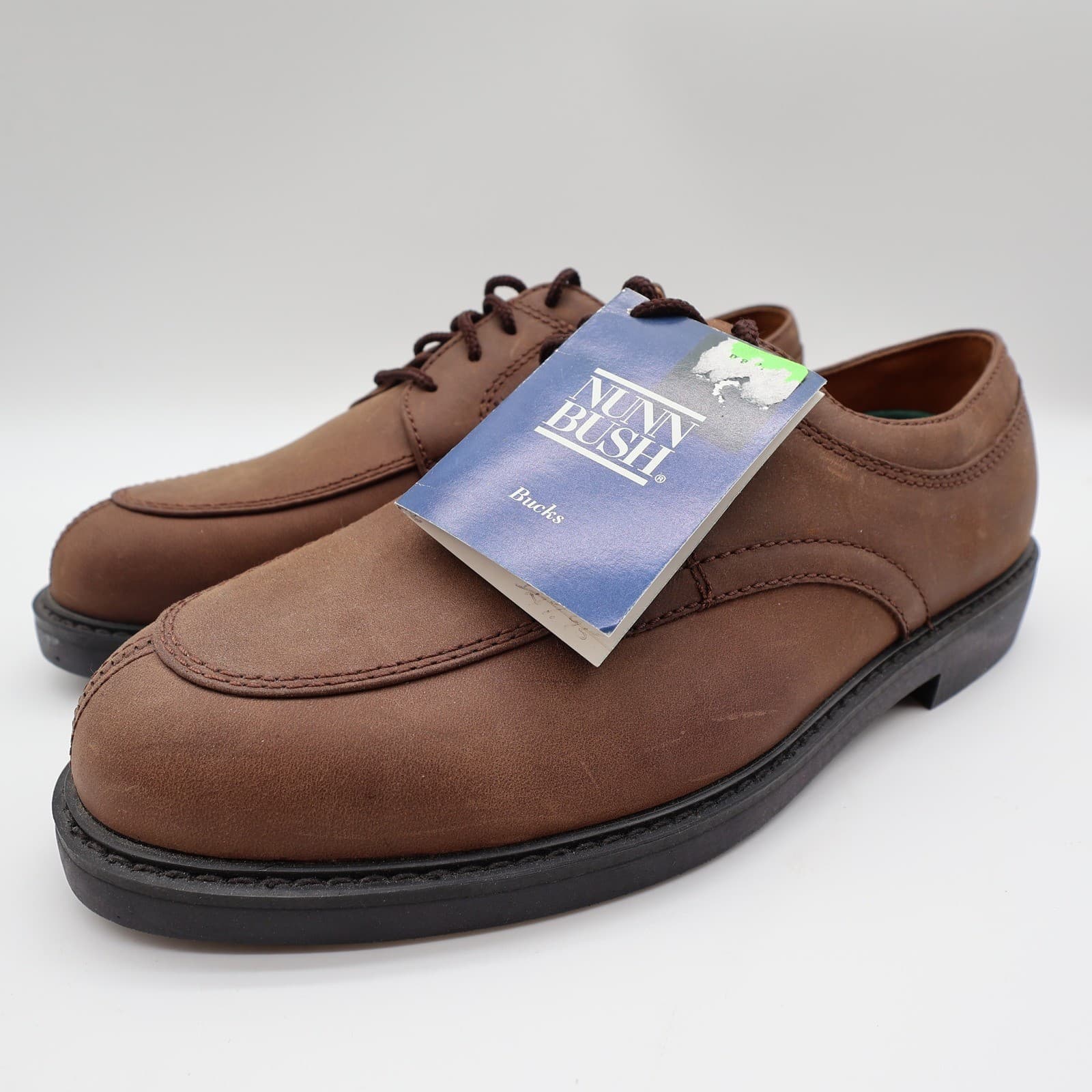 Nunn Bush Stratton Oxford Mens 9.5 Brown Leather Lace Up Moc Toe NEW - Thumbnail 3