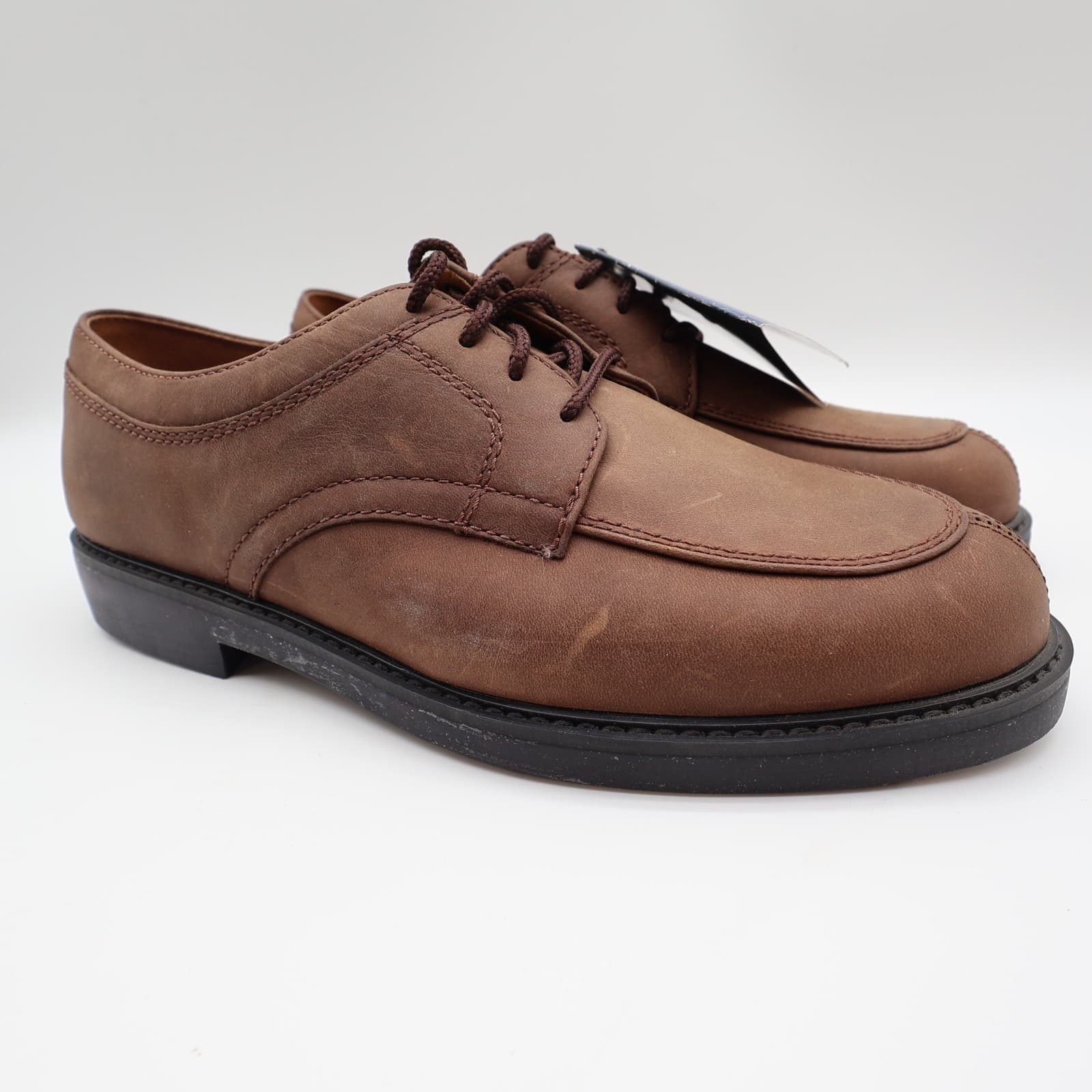 Nunn Bush Stratton Oxford Mens 9.5 Brown Leather Lace Up Moc Toe NEW - Thumbnail 2
