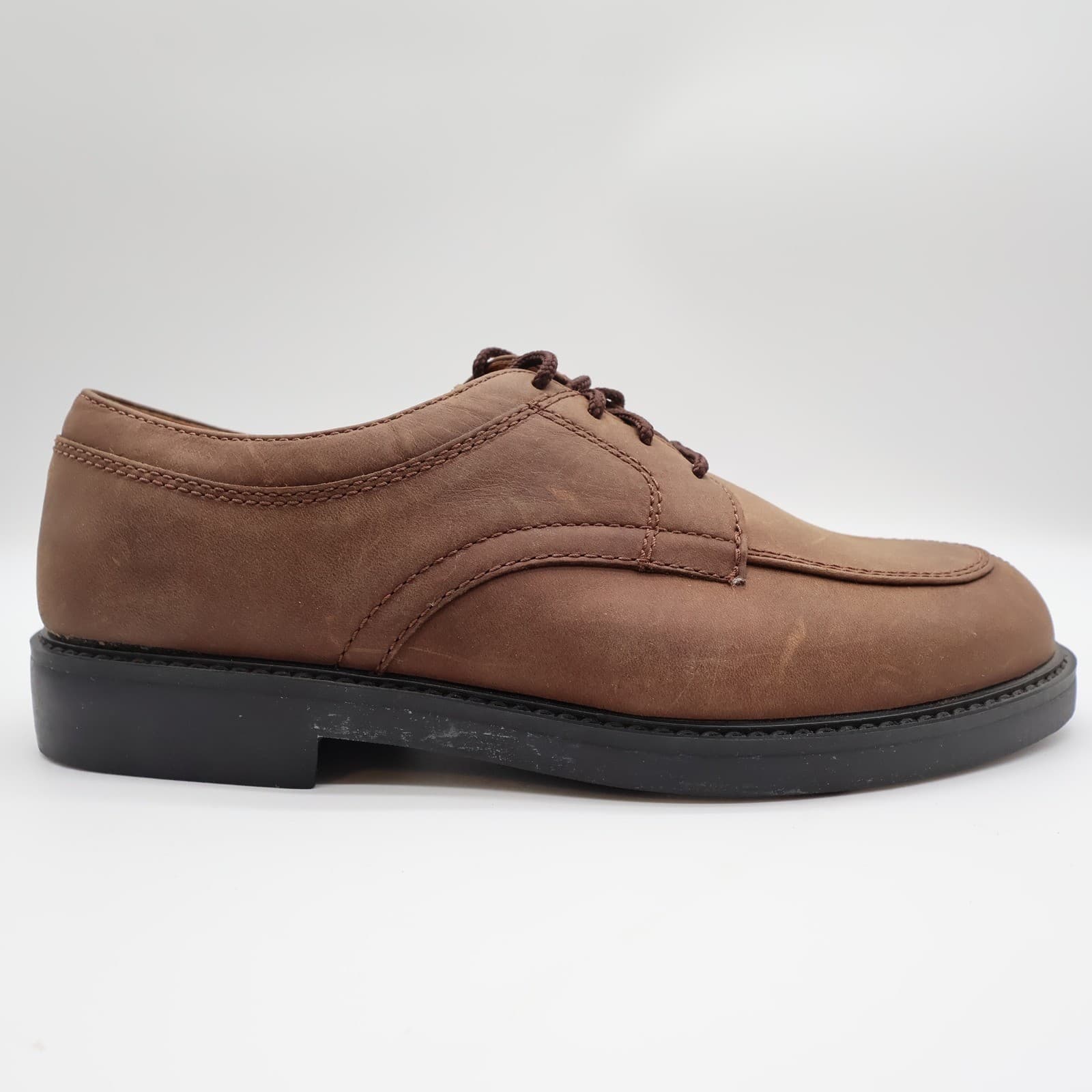 Nunn Bush Stratton Oxford Mens 9.5 Brown Leather Lace Up Moc Toe NEW - Thumbnail 11