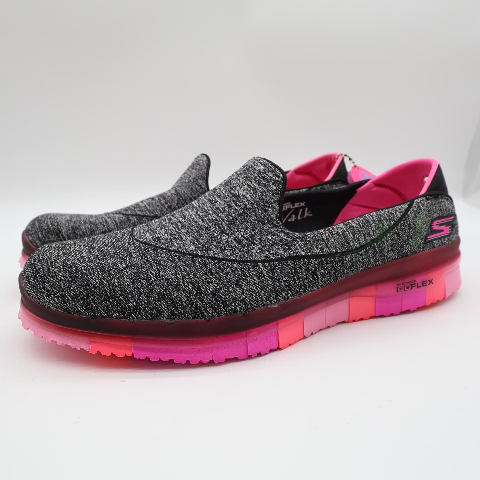 Skechers Go Flex Walk Women's 9.5 Black Hot Pink Slip-On Walking Shoes - Thumbnail 3