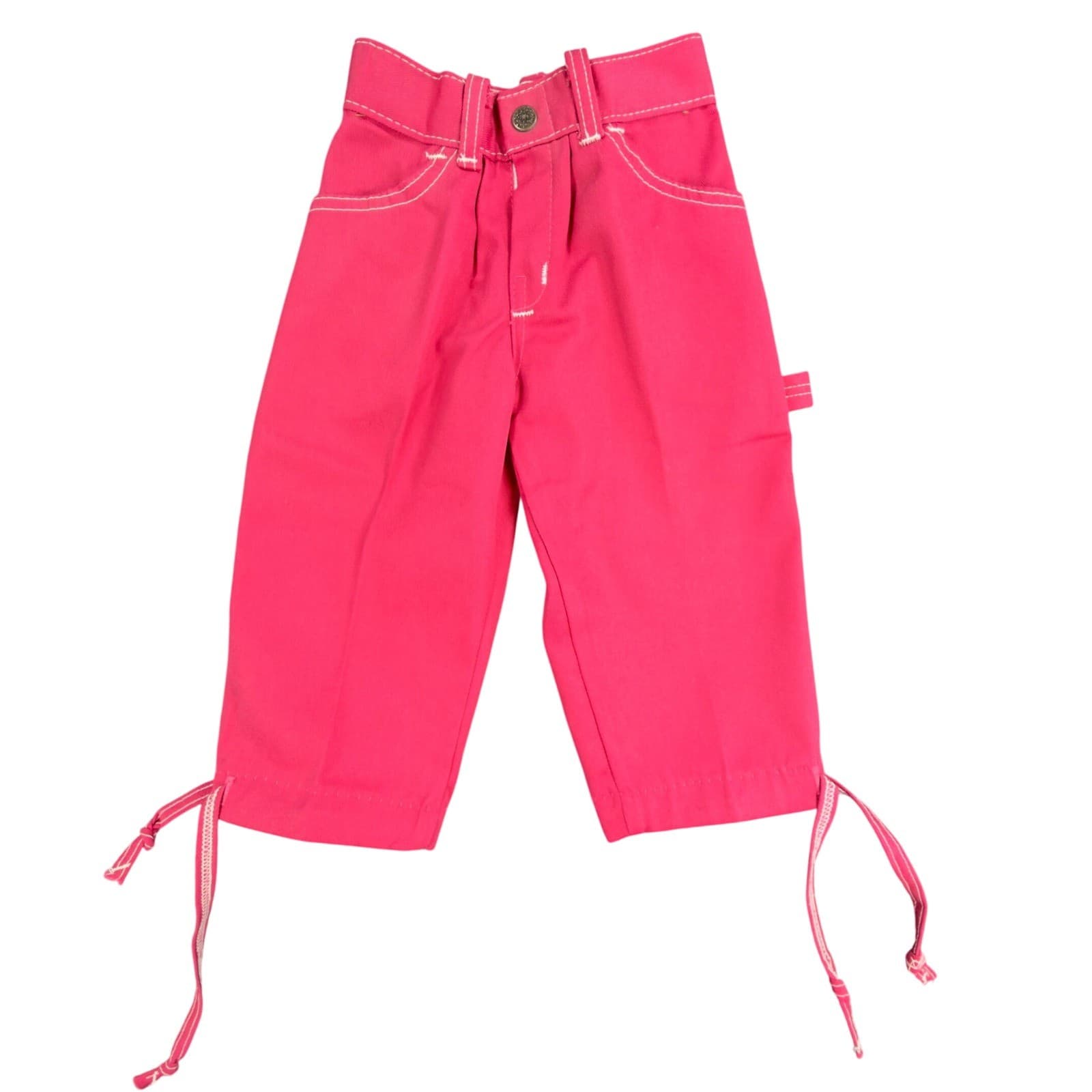 Clinchers Utility Carpenter Pants Girls 4 Slim Pink Cotton Blend Vintage 70s NOS - Thumbnail 2