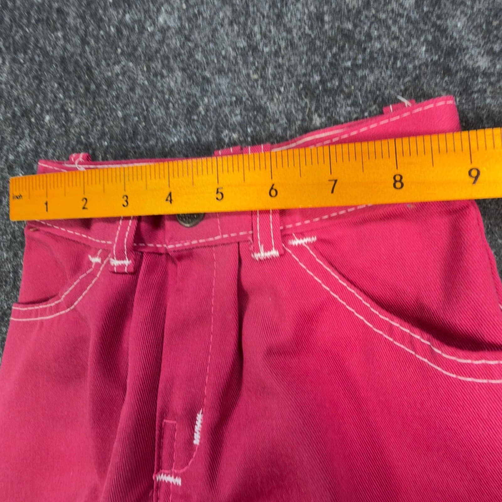 Clinchers Utility Carpenter Pants Girls 4 Slim Pink Cotton Blend Vintage 70s NOS - Thumbnail 5