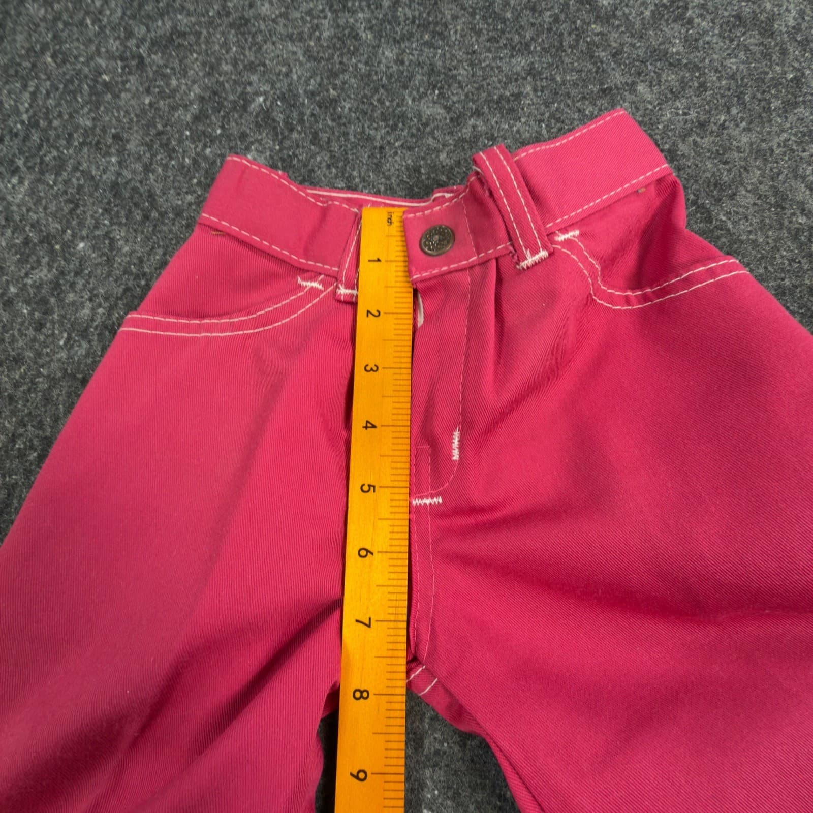 Clinchers Utility Carpenter Pants Girls 4 Slim Pink Cotton Blend Vintage 70s NOS - Thumbnail 6