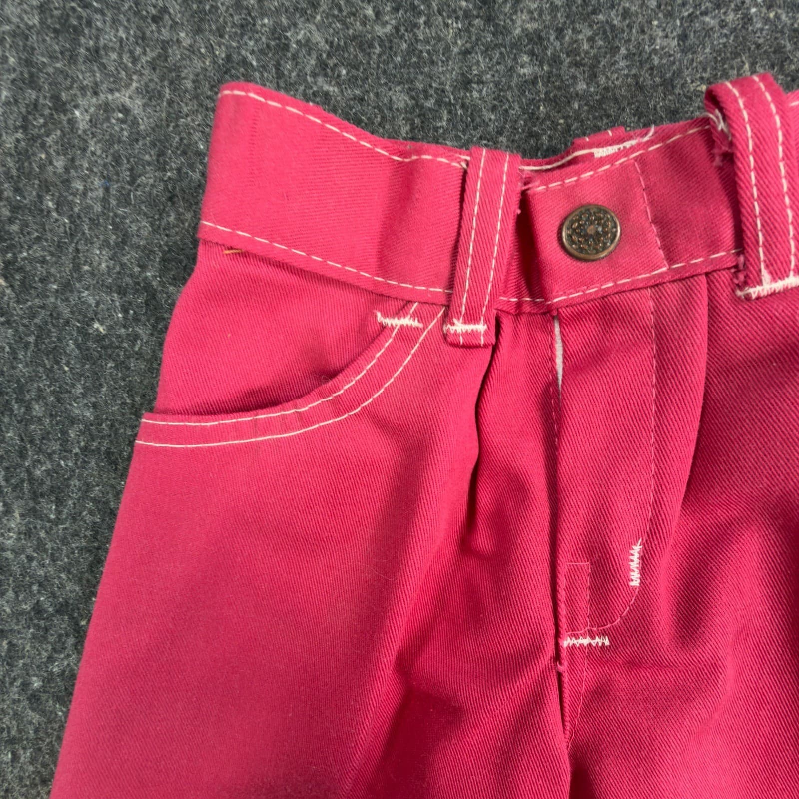 Clinchers Utility Carpenter Pants Girls 4 Slim Pink Cotton Blend Vintage 70s NOS - Thumbnail 11