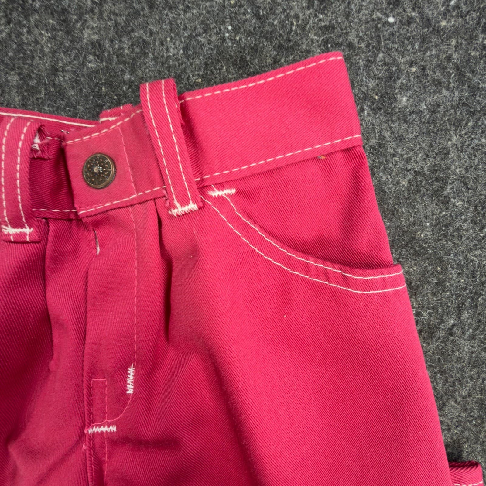 Clinchers Utility Carpenter Pants Girls 4 Slim Pink Cotton Blend Vintage 70s NOS - Thumbnail 12