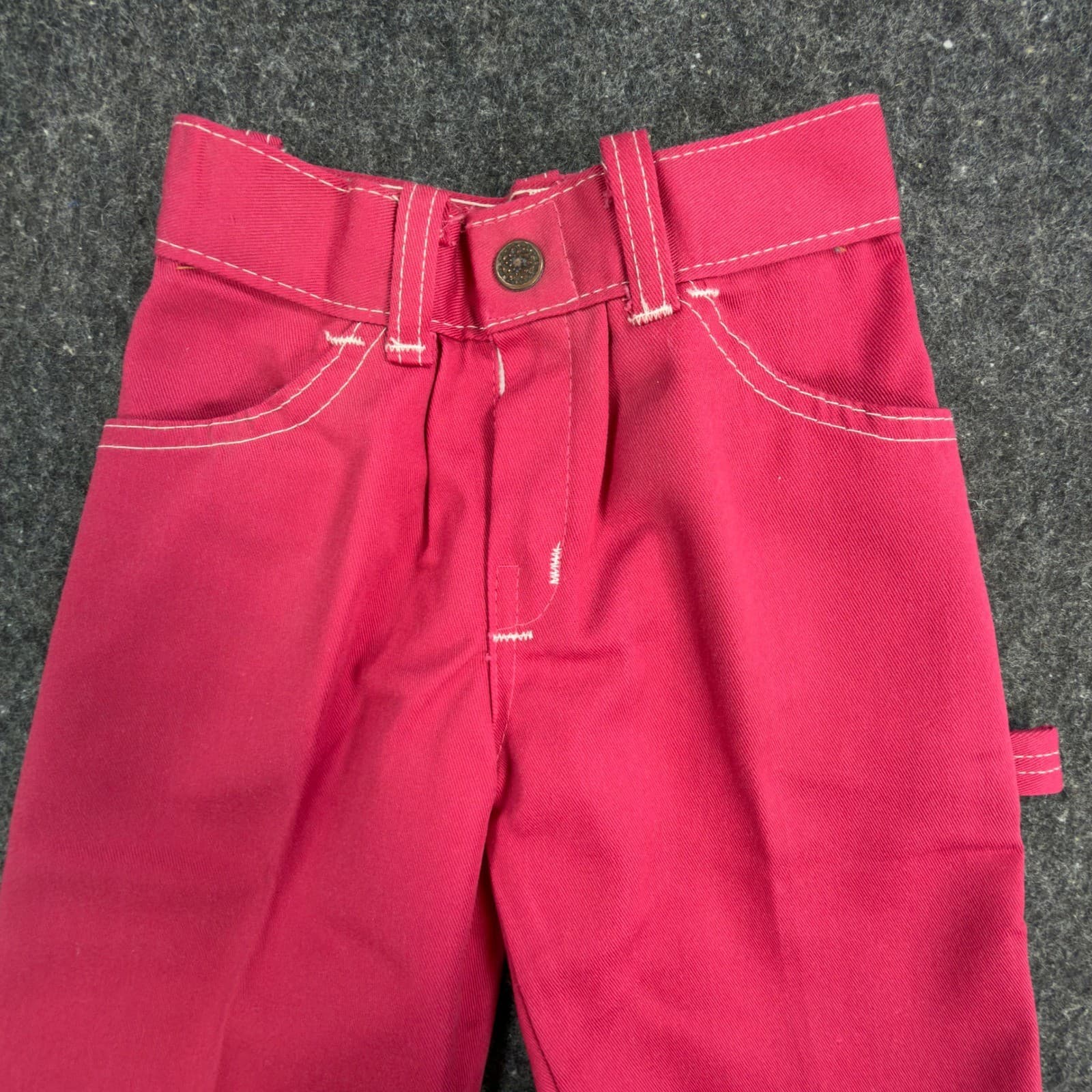Clinchers Utility Carpenter Pants Girls 4 Slim Pink Cotton Blend Vintage 70s NOS - Thumbnail 9